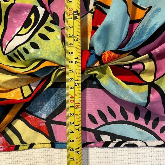 Anthropologie Live 4 Truth Bright Artsy retro cropped Tie Front Blouse 90s Large - Picture 5 of 9